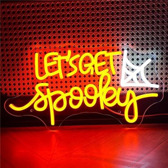 Halloween Neon Sign Let's Get Spooky Neon Lights for Halloween Decoration Spider - Picture 3 of 6
